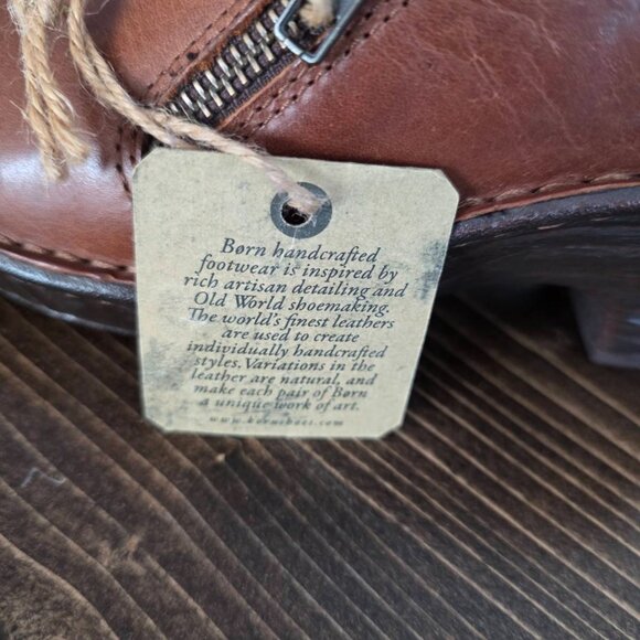 Born Elliott Tan/Brown Leather Double Zip Plain Toe Clog Sz.6.5 Comfort - Picture 15 of 15